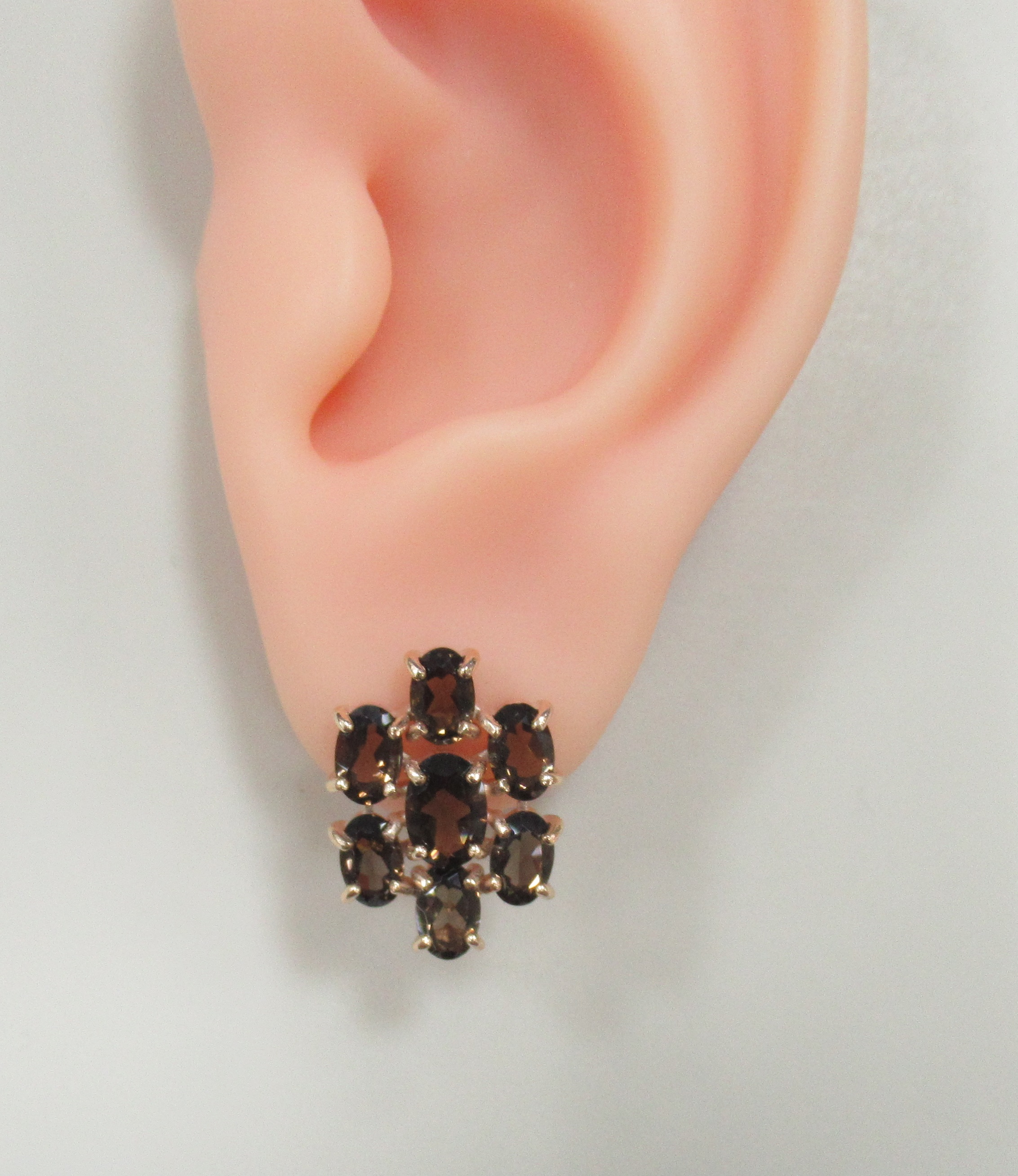 Серебряные серьги с раухтопазами